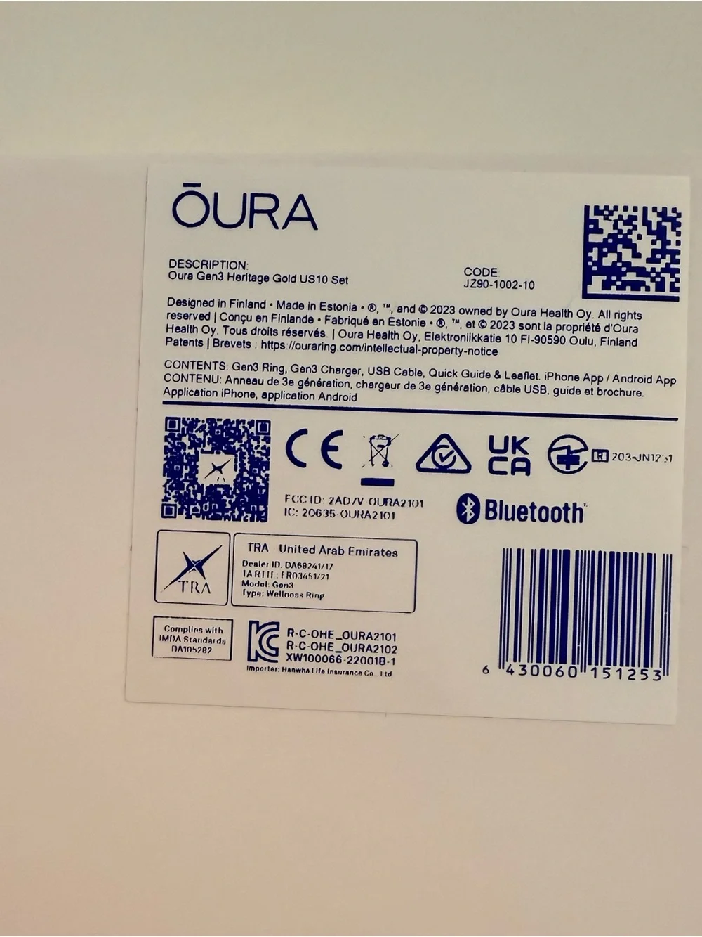 ŌURA Gen3 Ring Heritage Gold size 10